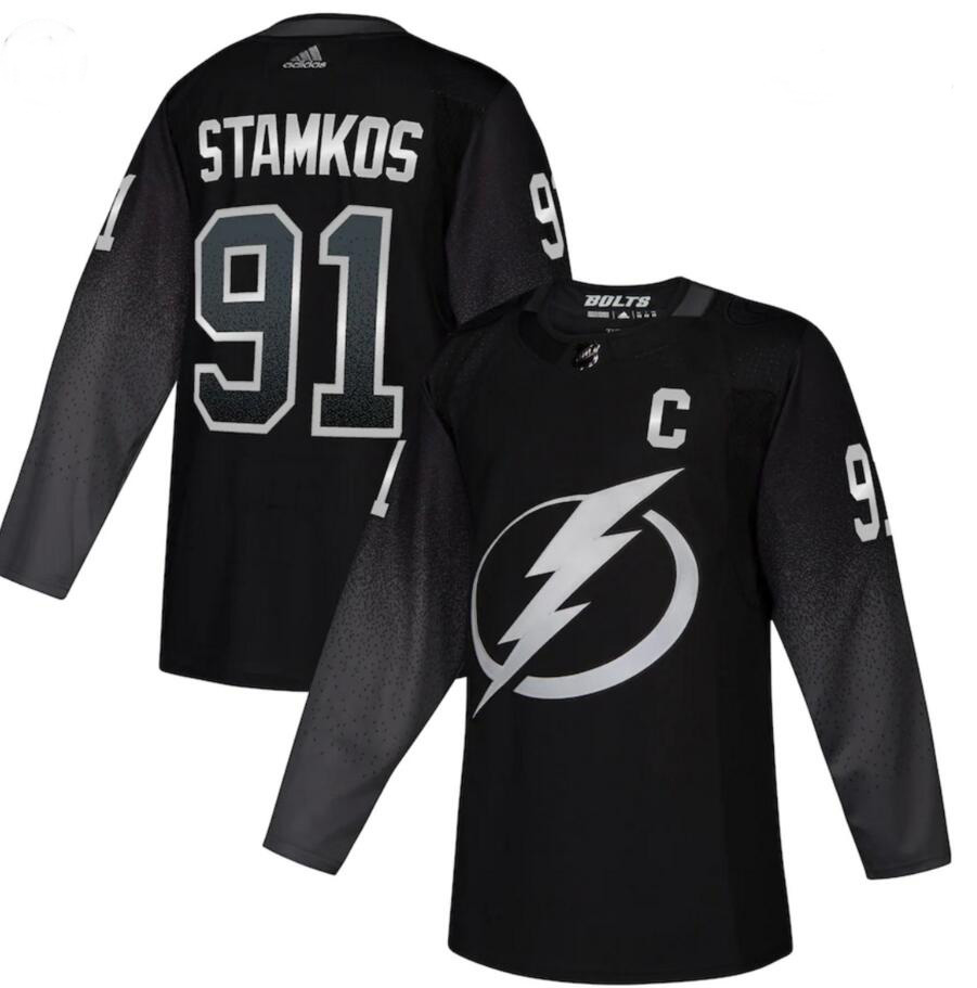 Cheap Custom Tampa Bay Lightning 91 Steve Stamkos Men Adidas Black Stitched NHL Jersey